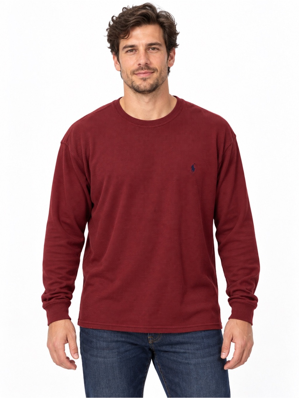 Polo Ralph Lauren Men’s XL Burgundy Waffle Knit Thermal Long Sleeve Shirt